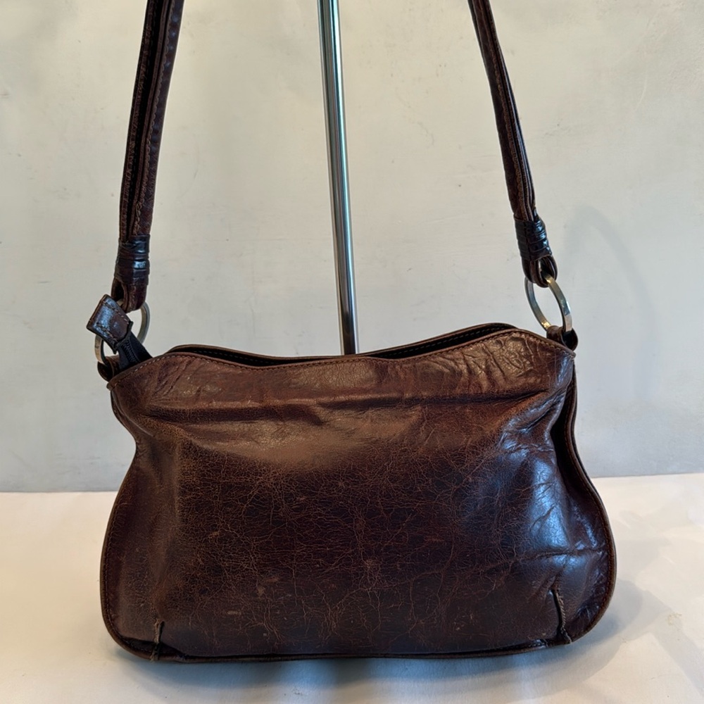 Rocco leather brown shoulder bag distressed Vintage classic